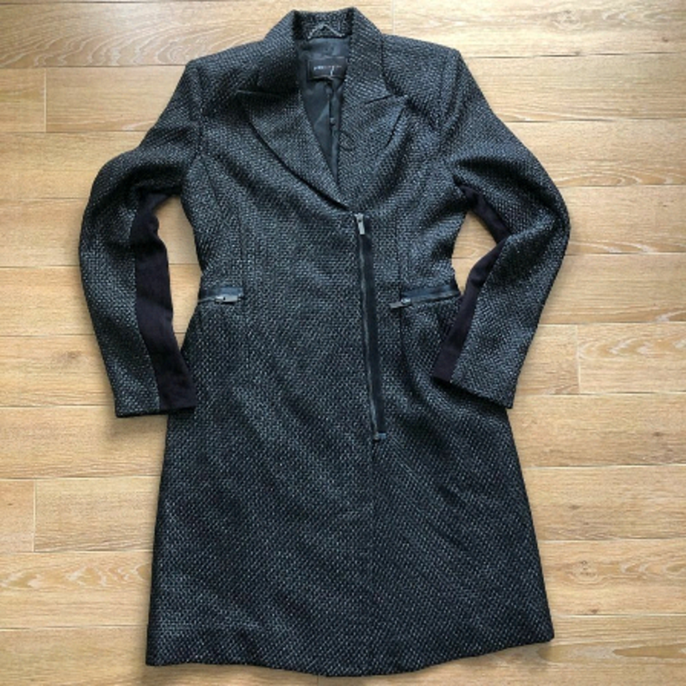 Bcbg-Woven/Textured Charcoal Dress Coat